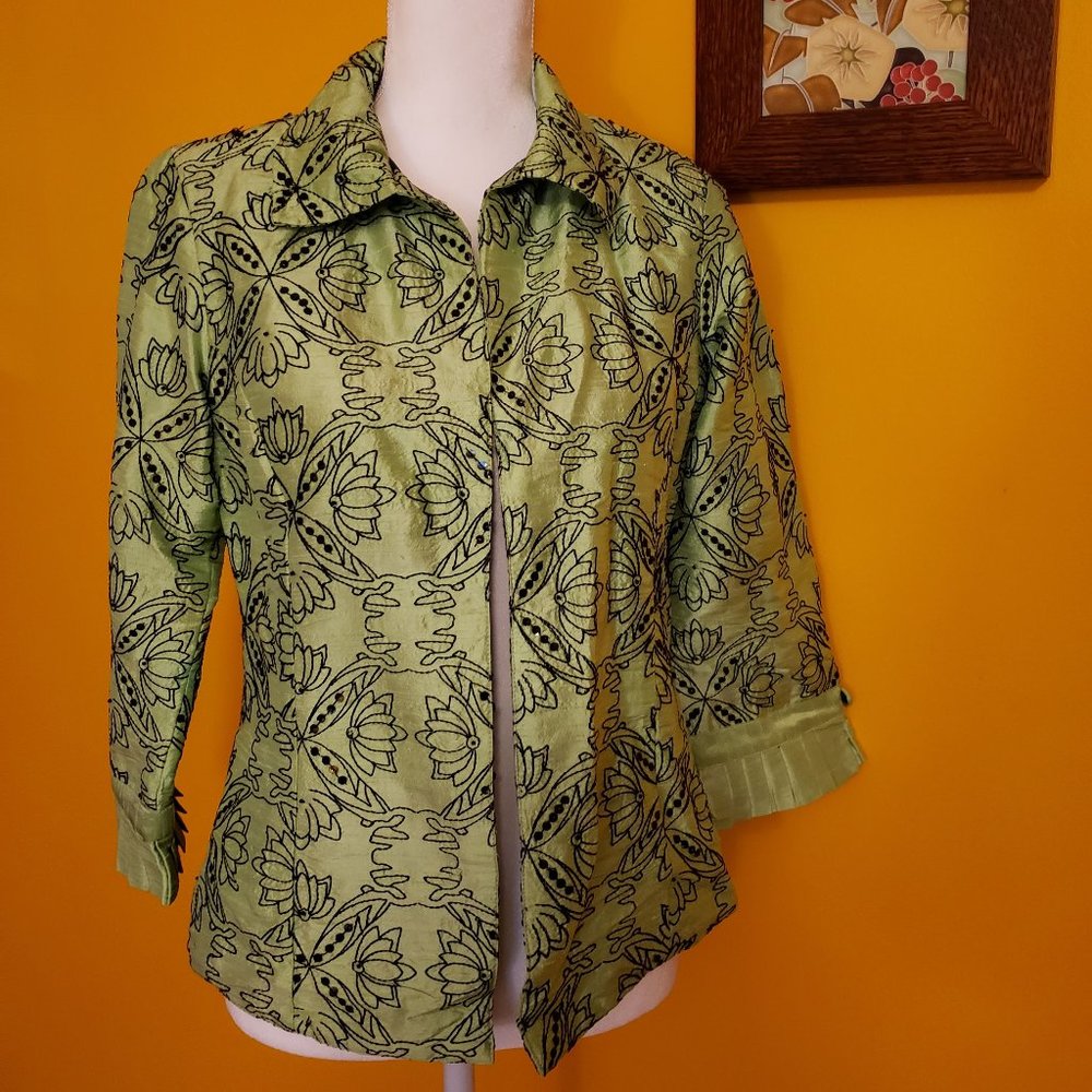 Vintage 1990s Bleu Bayou Silk Artsy Wear Jacket
